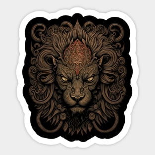 Lion decorated with Javanese ornaments Sticker